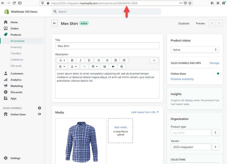 Shopify Id to Match 360 Product View in PixRiot