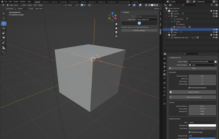 Create 360 product view in Blender addon