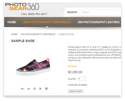 Prestashop sample 360 product view integration