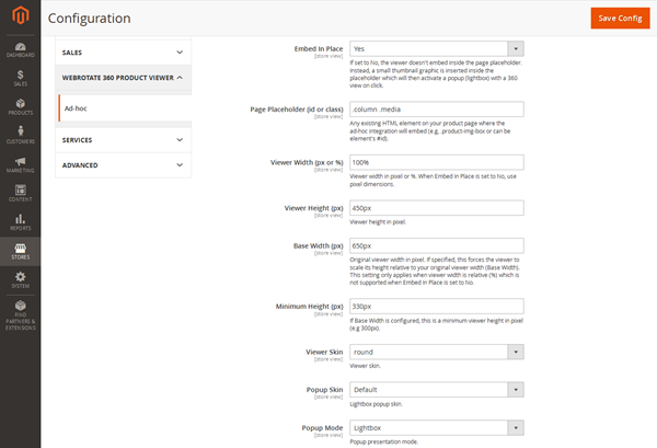 Admin configuration page (General tab)