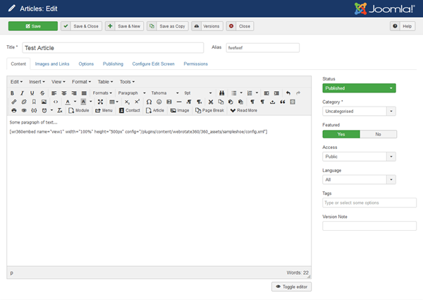 Example of embed shortcode inside a test article