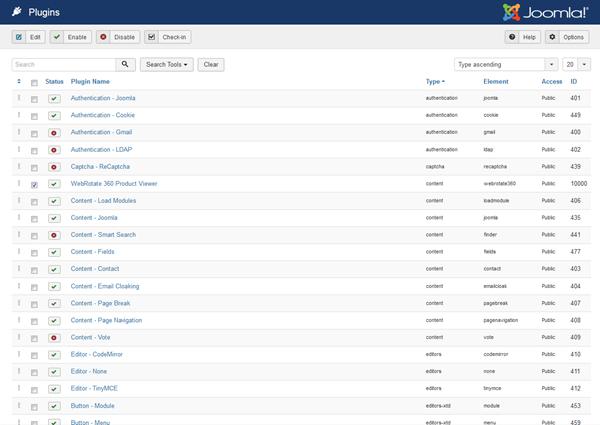 Enable WebRotate 360 Product Viewer under Plugins