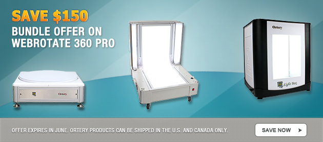 Buy any Ortery Turntable or Lightbox and Save $150 on WebRotate 360 Product Viewer PRO.