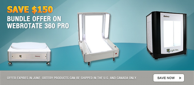Buy any Ortery Turntable or Lightbox and Save $150 on WebRotate 360 Product Viewer PRO.