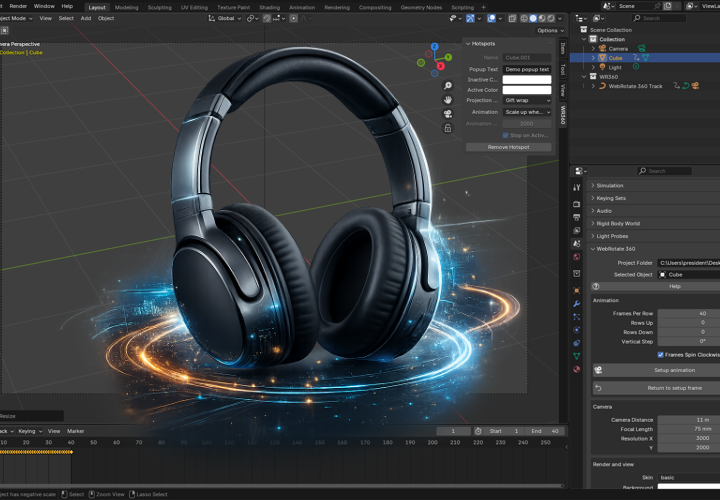 Free Blender Plugin Webrotate 360 Turntable Animator